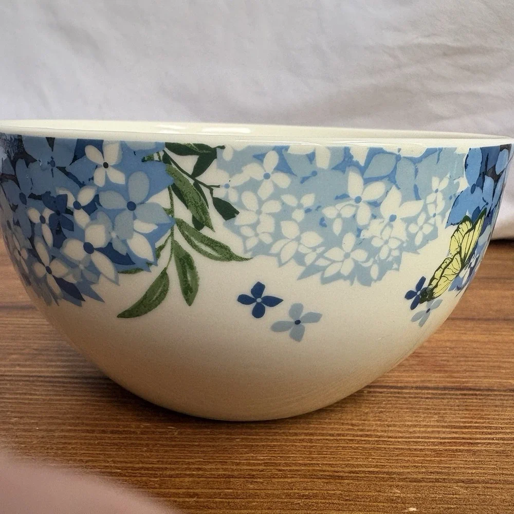 Royal Norfolk Blue Hydrangea Butterfly Floral Bowls Set of 4 Ceramic 5.5